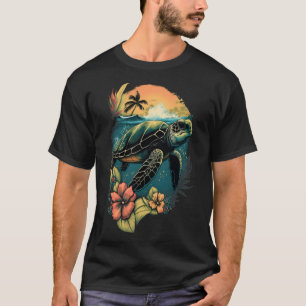 Camiseta Tortuga hawaiana tortuga hibiscus flor Hawai
