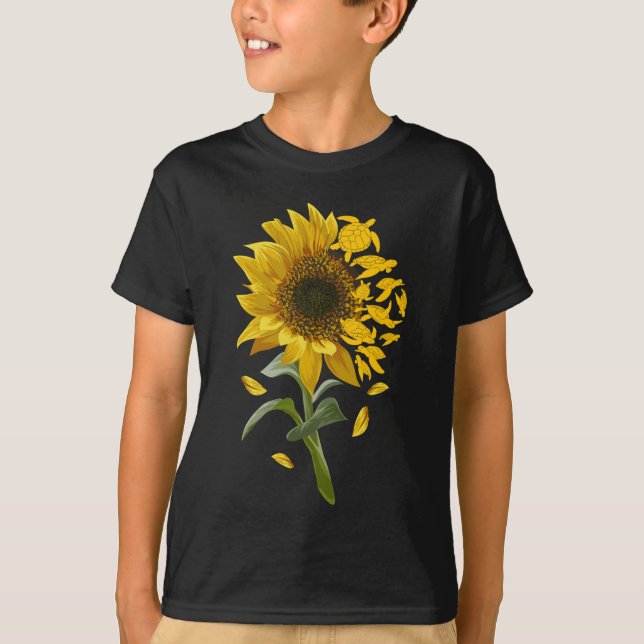 Camiseta Tortuga jardinería de girasol océano Concienciació (Anverso)