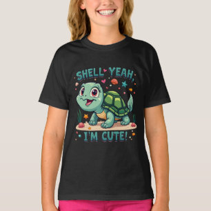 Camiseta Tortuga kawaii con divertida estética del océano p
