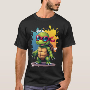 Camiseta Tortuga Linda Con Gafas De Sol Salpicadura De Pint