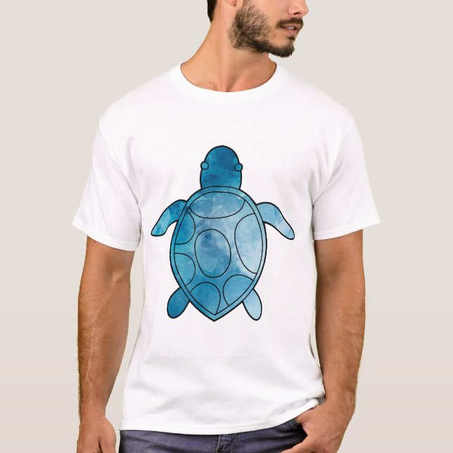 Camiseta Tortuga marina acuarela azul (Anverso)
