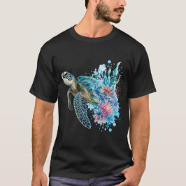 Camiseta Tortuga marina acuarela PNG diseño costero oceánic