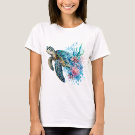 Camiseta Tortuga marina acuarela PNG diseño costero oceánic