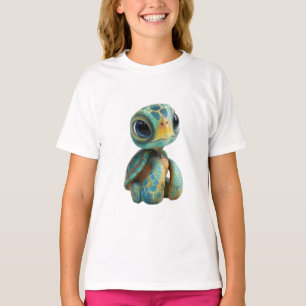 Camiseta Tortuga Marina Adorable de Ojos Grandes para Niños