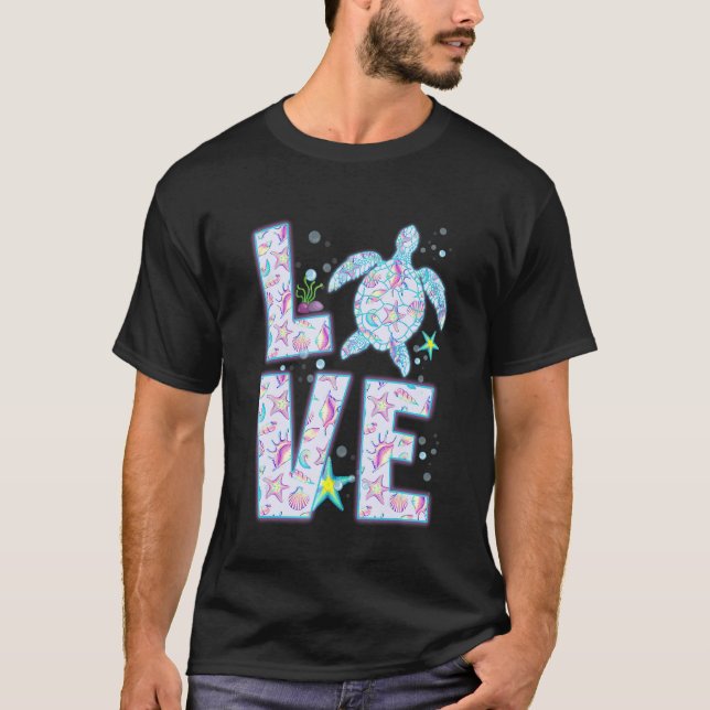 Camiseta Tortuga marina Amor oceánico Holograma Disfraz hip (Anverso)