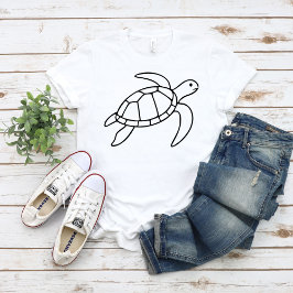 Camiseta Tortuga Marina Arte de Línea – Animal Marino Minim