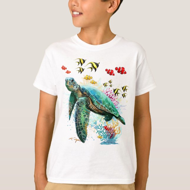 Camiseta Tortuga marina bajo el agua Estilo (Anverso)