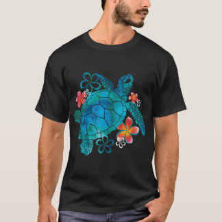 Camiseta Tortuga marina con niña de flores