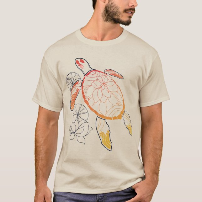 Camiseta Tortuga marina con ráfaga de sol (Anverso)