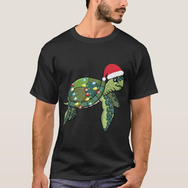Camiseta Tortuga marina con Santa Hat Holiday Cute G (Anverso)
