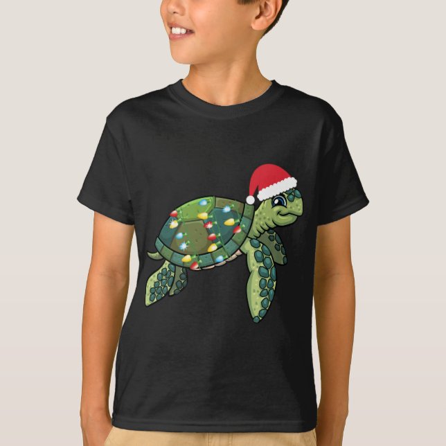Camiseta Tortuga marina con Santa Hat Holiday Cute G (Anverso)