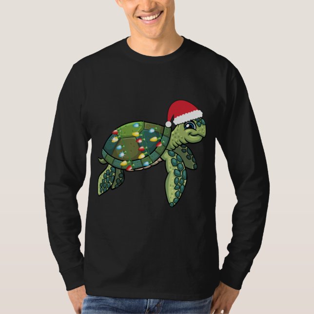Camiseta Tortuga marina con Santa Hat Holiday Cute G (Anverso)