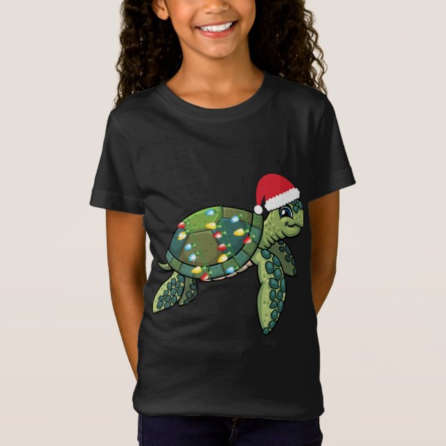 Camiseta Tortuga marina con Santa Hat Holiday Cute G (Anverso)
