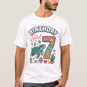 Camiseta Tortuga Marina Cumpleañera Diseño Vectorial 7º Cum