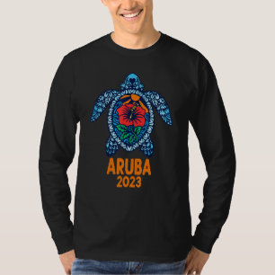 Camiseta Tortuga marina de Aruba Caribe 2023 Flor de Hibisc