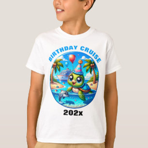Camiseta Tortuga marina de crucero de cumpleaños personaliz