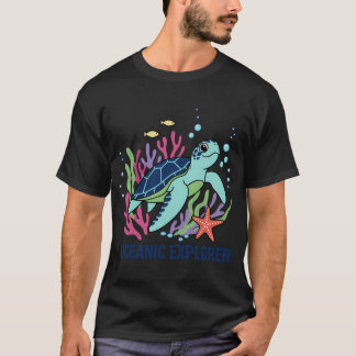 Camiseta Tortuga Marina de Dibujos Animados Juguetona Explo