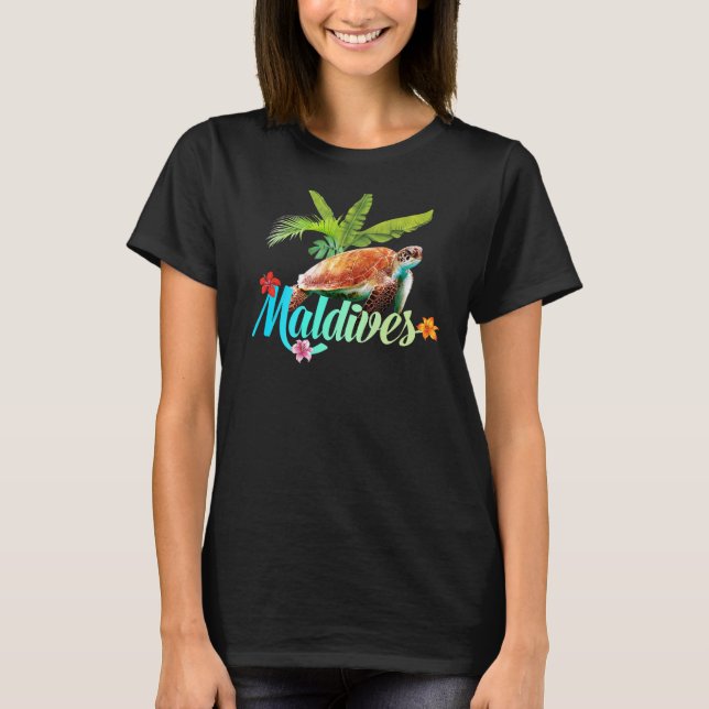 Camiseta Tortuga marina de Maldivas Isla Hibiscus Gift Beac (Anverso)