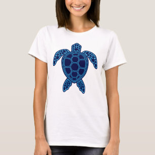 Camiseta Tortuga Marina Diseño Simétrico de Lava Neon Azul