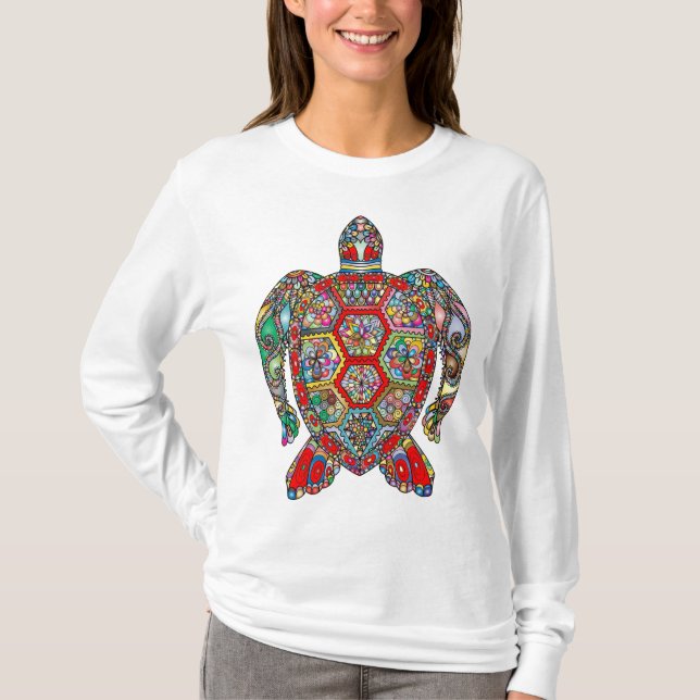 Camiseta tortuga marina floral (Anverso)