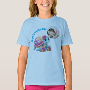 Camiseta Tortuga marina floral cúrcuma foto cumpleaños