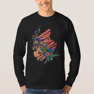 Camiseta Tortuga marina floral hawaiana océano vida marina 