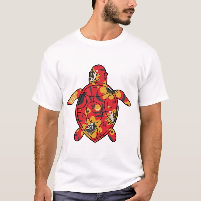 Camiseta Tortuga marina floral roja (Anverso)