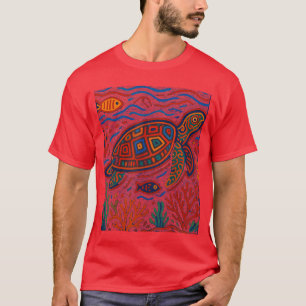 Camiseta Tortuga Marina Inspirada en Arte Mola de Kuna Pana