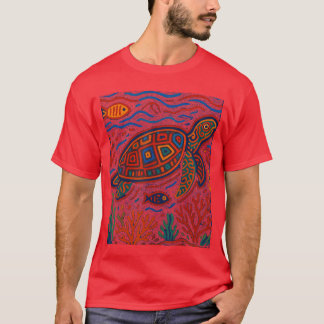 Camiseta Tortuga Marina Inspirada en Arte Mola de Kuna Pana