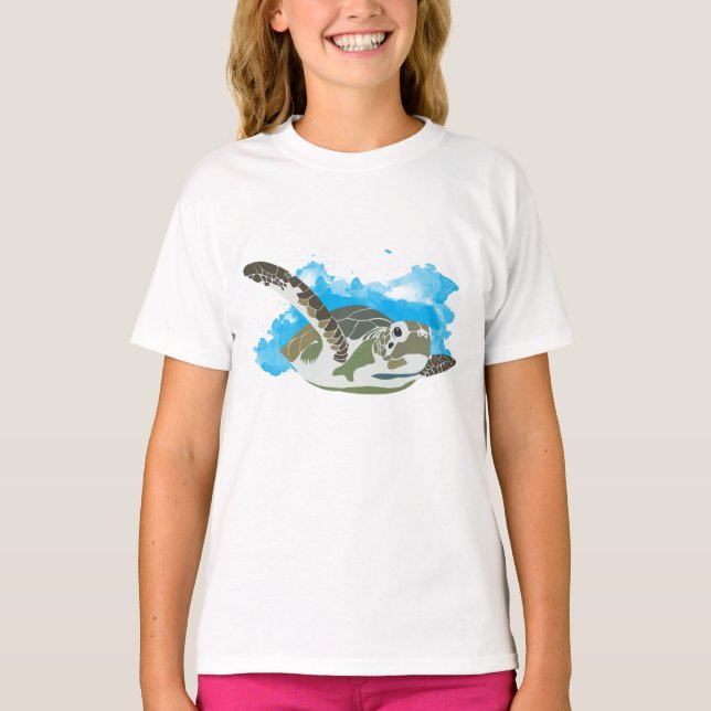 Camiseta Tortuga marina nadando (Anverso)