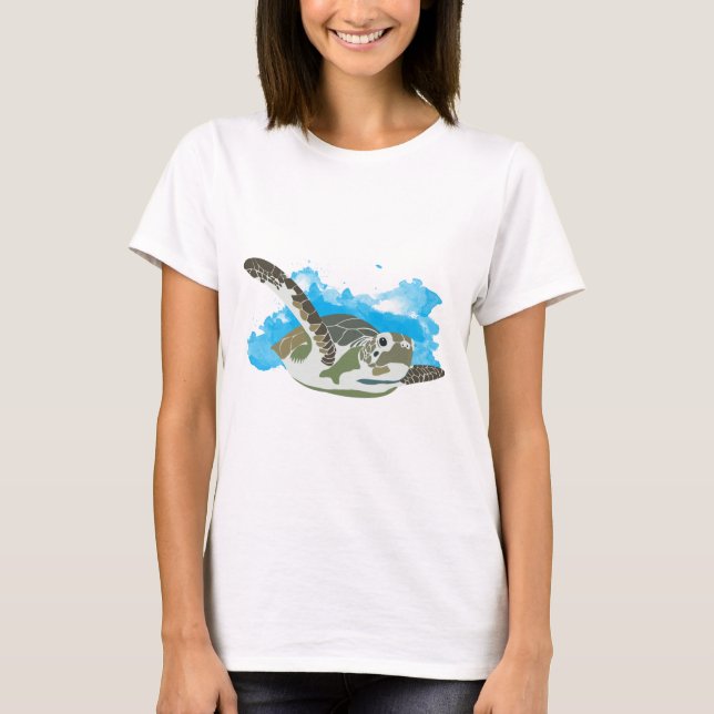 Camiseta Tortuga marina nadando (Anverso)