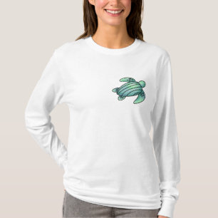 Camiseta tortuga marina pintada con acuarela azul verde de