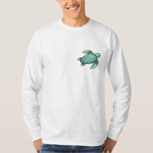 Camiseta tortuga marina pintada con acuarela azul verde de