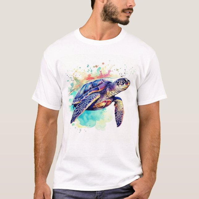 Camiseta Tortuga marina Pintado acuático (Anverso)