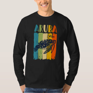 Camiseta Tortuga marina retro Aruba Caribe Temática Familia