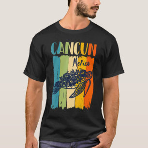 Camiseta Tortuga marina retro Cancun México Tema de la fami