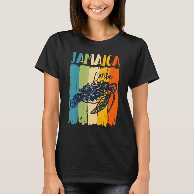 Camiseta Tortuga marina retro Jamaica Caribe tema amigos ma (Anverso)