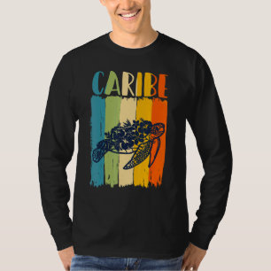 Camiseta Tortuga Marina Retro Tema Caribe Amigos Familia
