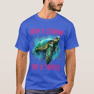 Camiseta Tortuga marina salta una paja salva a una tortuga