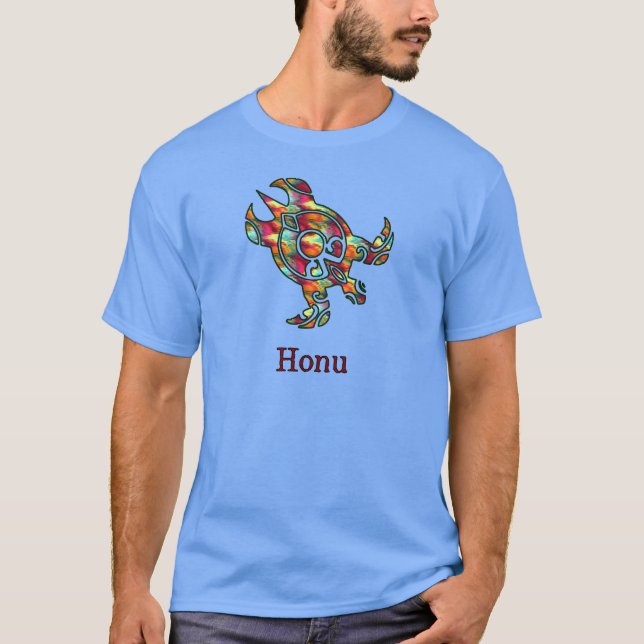 Camiseta Tortuga marina tribal hawaiana en arcoiris (Anverso)