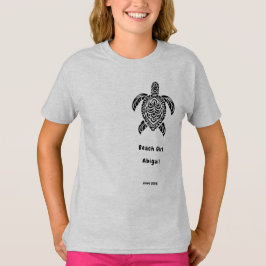 Camiseta Tortuga marina tribal, negra y a la izquierda