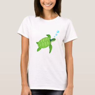 Camiseta Tortuga marina verde nadando