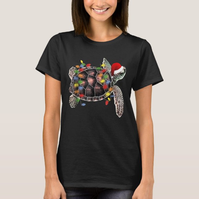 Camiseta Tortuga marina vistiendo Santa Hat Feliz Navidad (Anverso)