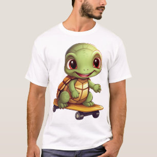 Camiseta Tortuga Monopatín, Diseño de Animal Atlético
