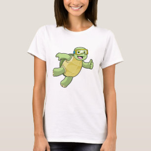 Camiseta Tortuga nadando con gafas nadando