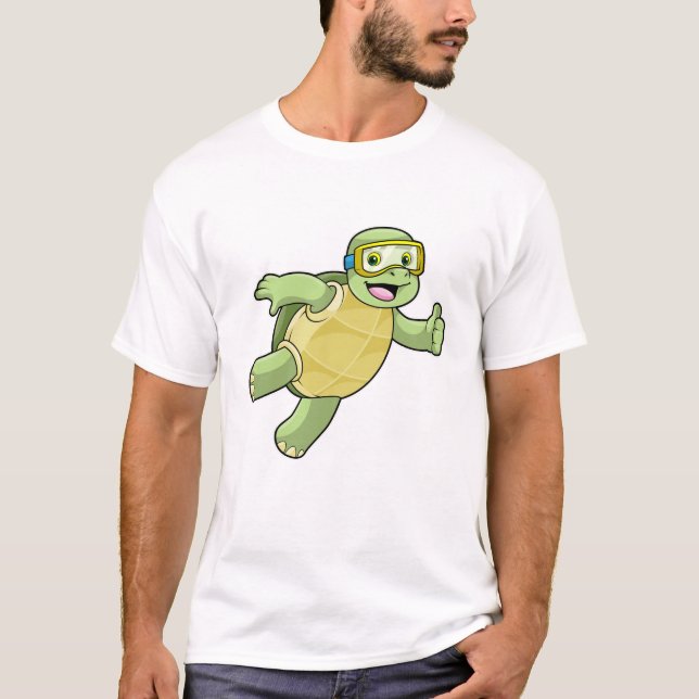 Camiseta Tortuga nadando con gafas nadando (Anverso)