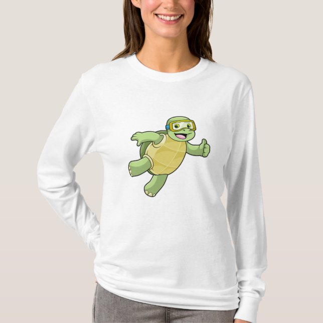 Camiseta Tortuga nadando con gafas nadando (Anverso)