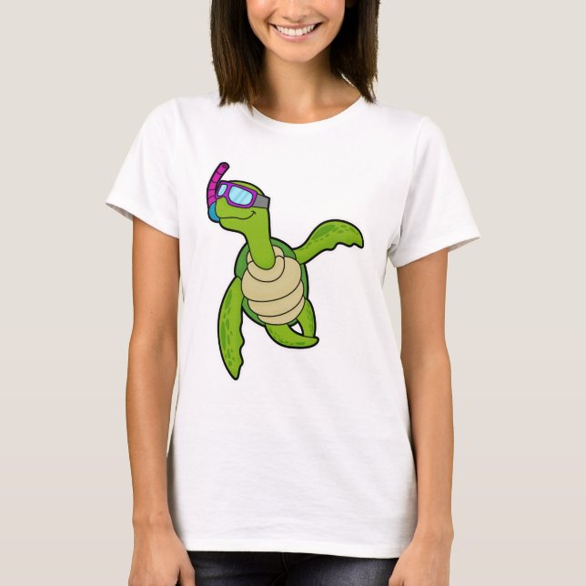Camiseta Tortuga nadando con Snorkel (Anverso)