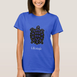 Camiseta Tortuga negra ornamentada con zafiros de estrella