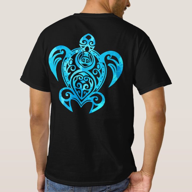 Camiseta Tortuga oceánica azul tribal hawaiana (Reverso)